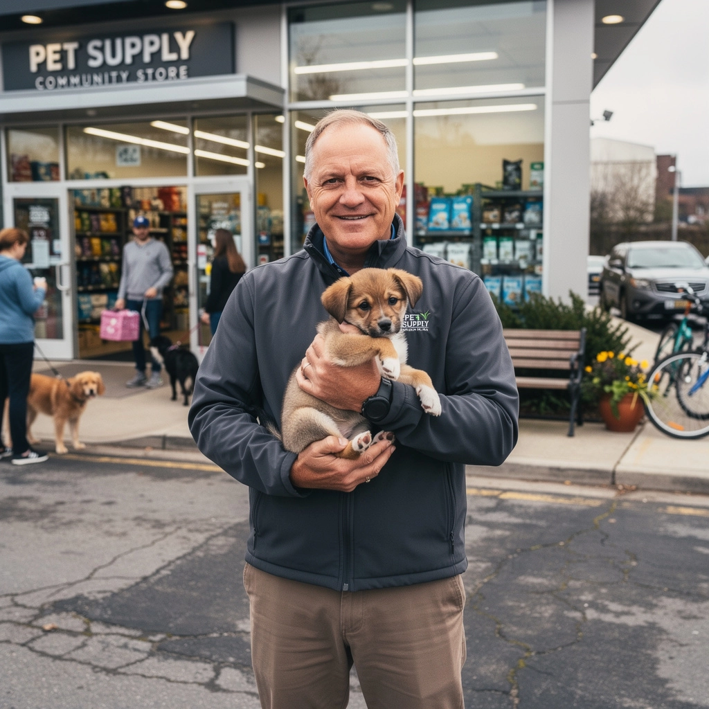 ペット用のシャンプーとブラシが並んでいる風景